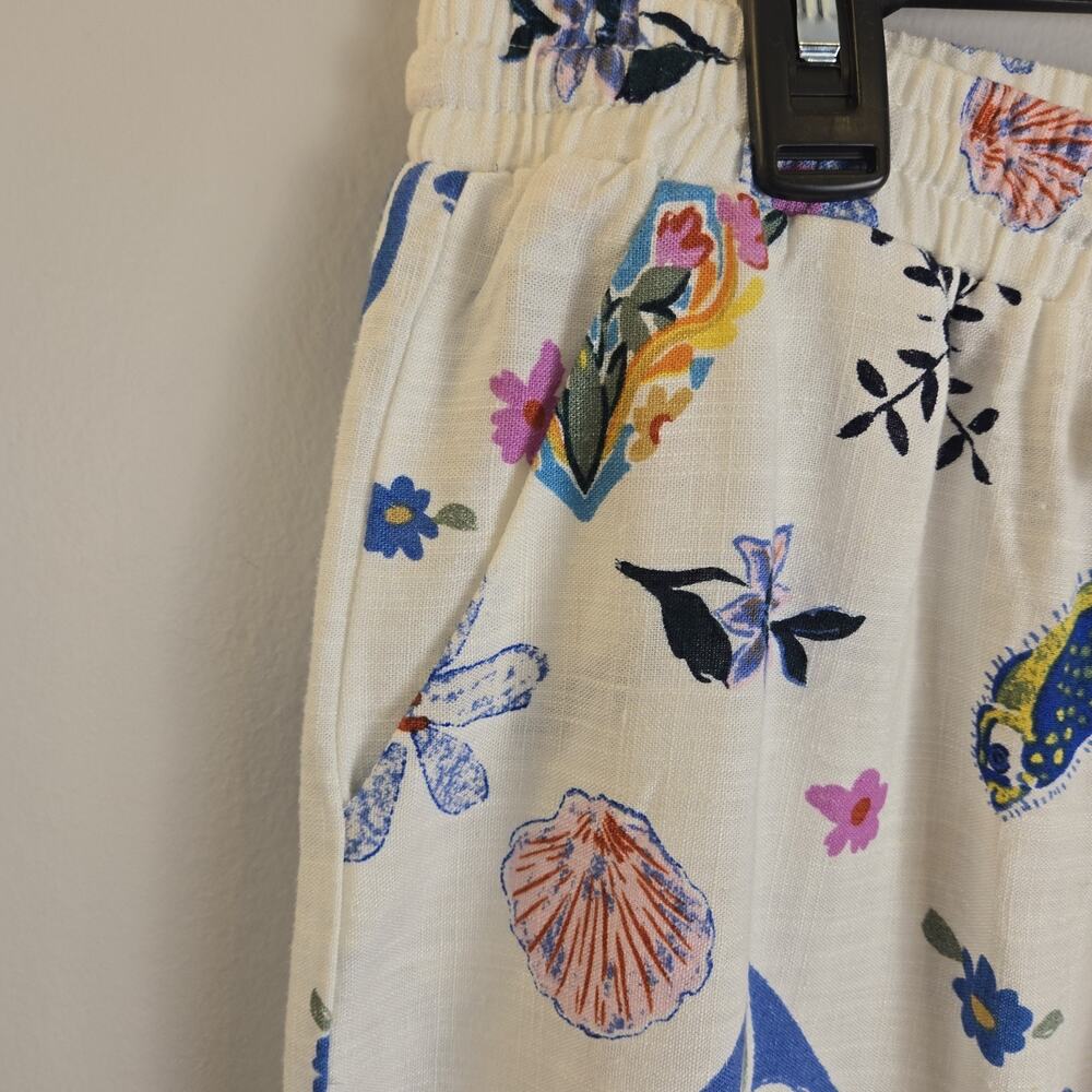 Label Of Love Anthropologie Womens XL Wide Leg Linen Blend Resort Pants Boho Art - Picture 6 of 12